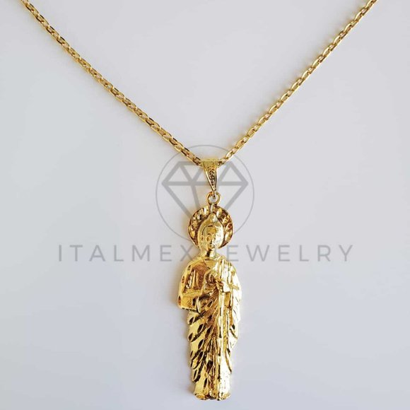 18K Gold Filled Saint Jude Pendant & 24" Chain - Picture 1 of 8